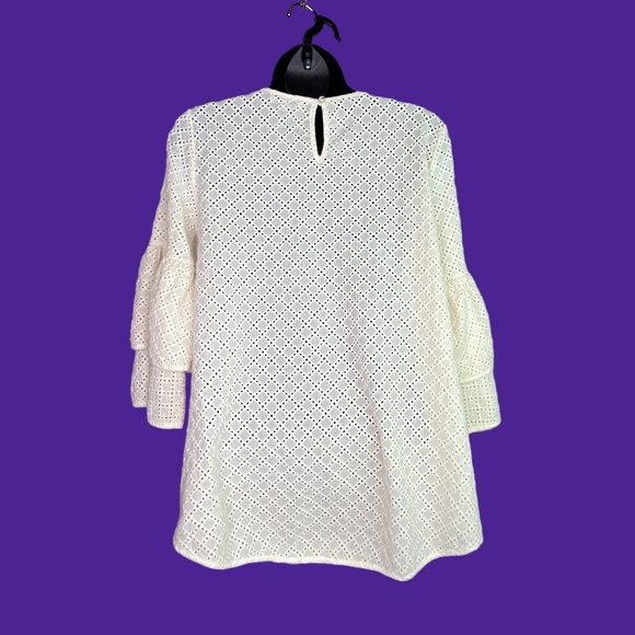 LUMIE Embroidered Top Round Neck 3/4 Length Sleeve Size M - Picture 6 of 6